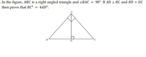 in the figure abc is a right angled triangle and ∠bac 90∘ if ad⊥bc an