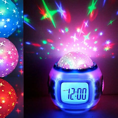 New Cool Luminous Snooze Digital Alarm Clock Music Led Star Sky