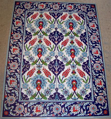 32 X24 Turkish Iznik Carnation Daisy Pattern Border Ceramic Tile