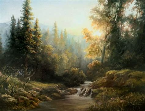 Forest Sunlight Oil Painting By Kevin Hill Watch Short Oil Painting