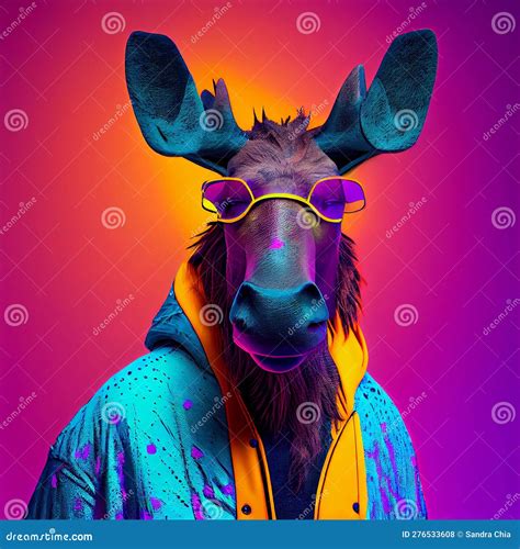 Realistic Lifelike Moose In Fluorescent Electric Highlighters Ultra