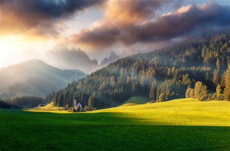 Wonderful Nature Landscape Santa Maddalena The Dolomites Alps Italy