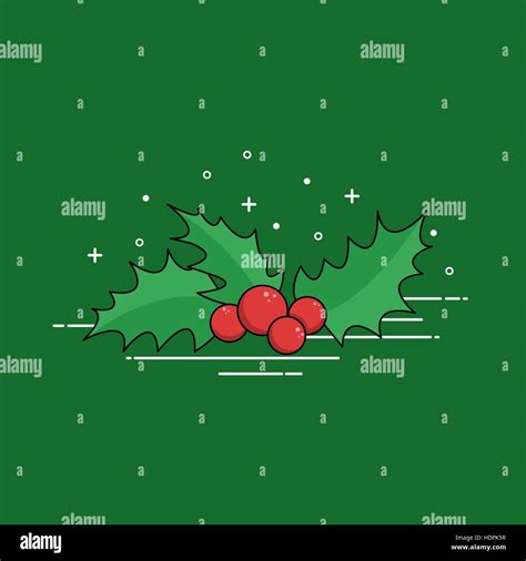 Christmas Traditional Mistletoe Flat Design Vector Illustration Stock