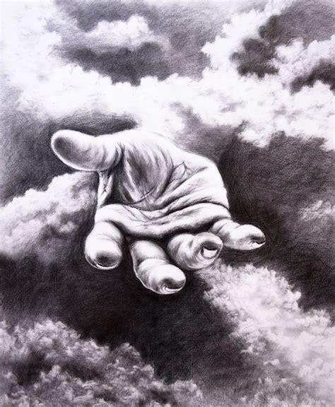 A Drawing Of A Hand In The Clouds
