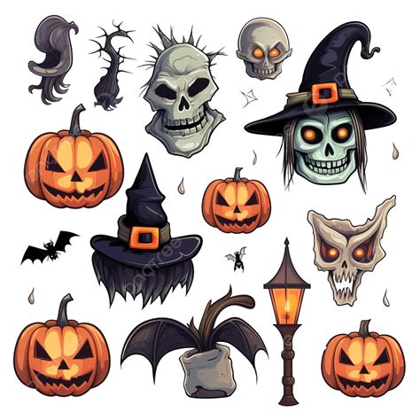 Vector Set Of Illustrations For Halloween Vector Illustration Halloween Witch Halloween Hat