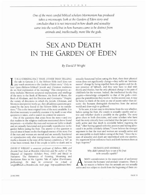 Sex Garden Eden And Death In The Of Pdf Adam And Eve Genesis Creation Narrative