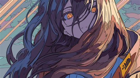 Long Hair Brunette Face Cogecha Anime Digital Art Artwork Yellow