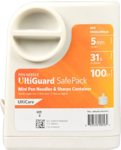 Ultiguard Safe Pack Insulin Pen Needles And Sharps Container Mini 5mm