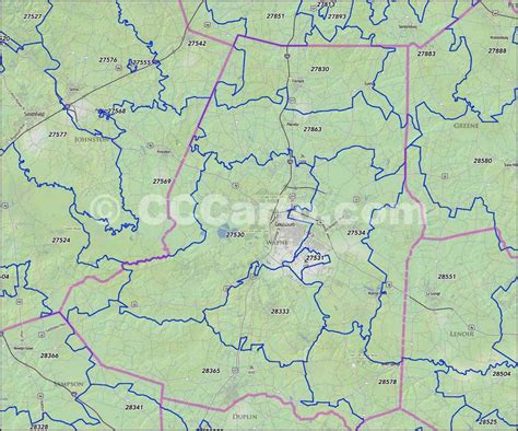 Goldsboro Nc Zip Codes Wayne County Nc Zip Code Map