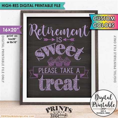 Retirement Party Sign Retirement Is Sweet Please Take A Treat Etsy