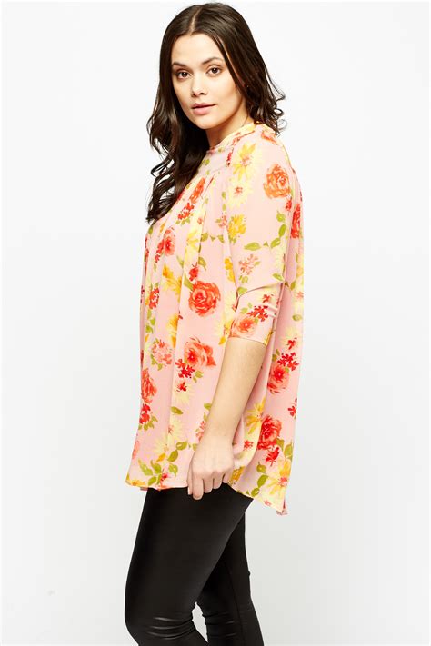 Pink Flower Print Tunic Top Just 6