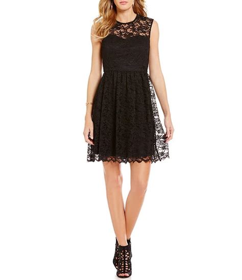 jessica simpson lace fit and flare dress dillards