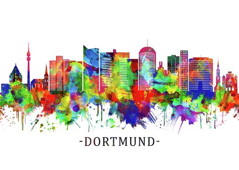 Watercolor art print of the skyline of dortmund, germany our proprietary canvas provides a classic and distinctive texture. Dortmund Germany Skyline Mixed Media by Towseef Dar