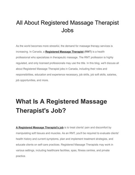 All About Registered Massage Therapist Jobs By Carlshepherd Issuu