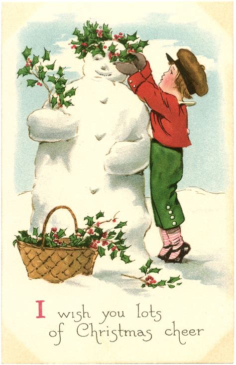 Free Vintage Snowman Image The Graphics Fairy