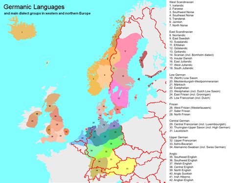 Germanic Languages And Main Dialect Groups In Europe Vivid Maps