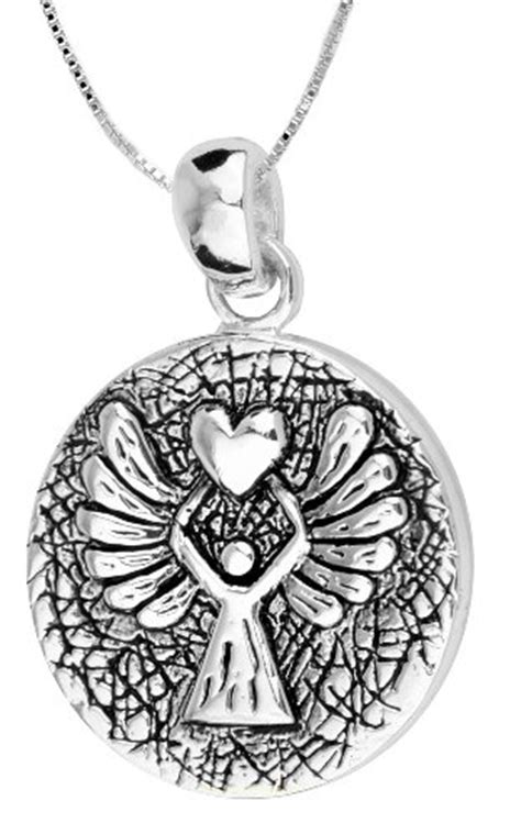 Sterling Silver Reversible Pendant With Guardian Angel 18″ Religious