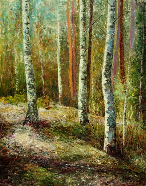 Birches Forest Oil Painting By Vladimir Volosov