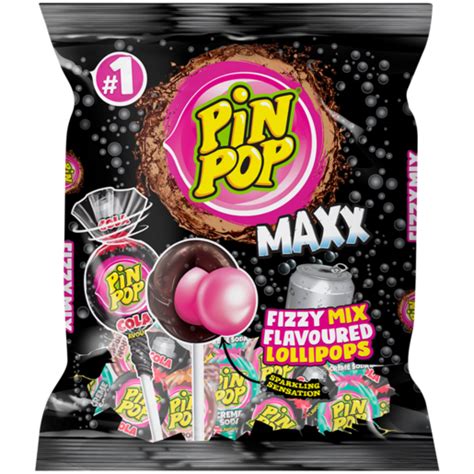 Pin Pop Maxx Sodas Flavoured Lollipops 8 Pack Boiled Sweets