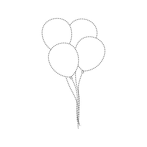 Balloon Tracing Worksheet For Kids 9459935 Vector Art At Vecteezy