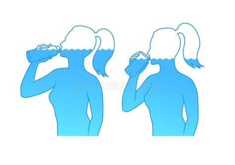 Female Silhouettes Drinking Water Stock Vector Illustration Of