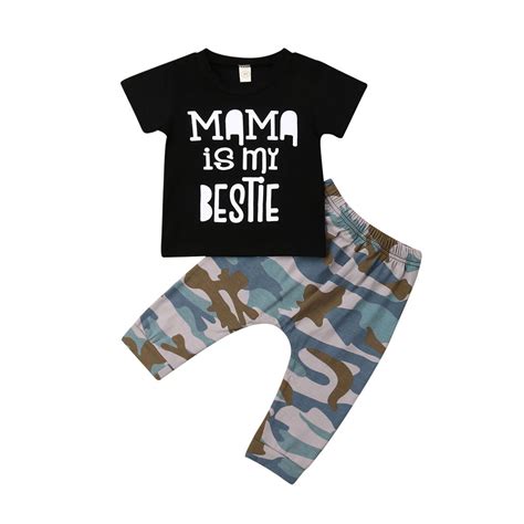 New Toddler Kid Baby Boys Clothes T Shirt Tee Tops Camo Pants Outfit