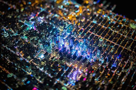 Tilt Shift Usa Night City Aerial View Cityscape Lights Hd