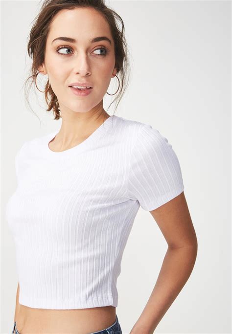 Beth Close To The Body Rib Top White Cotton On T Shirts Vests