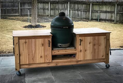 This step by step diy woodworking project is about large green egg plans. Build your own Big Green Egg Table | Seared and Smoked