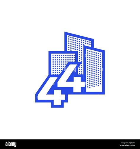 Number 44 With Building Logo Design Vector Graphic Symbol Icon