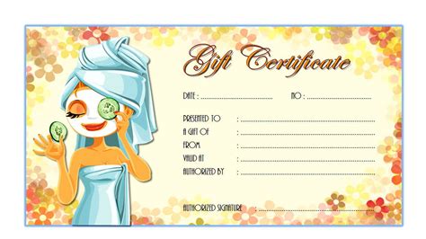 Printable Spa Day Voucher Template One Card Endless Spa Salon