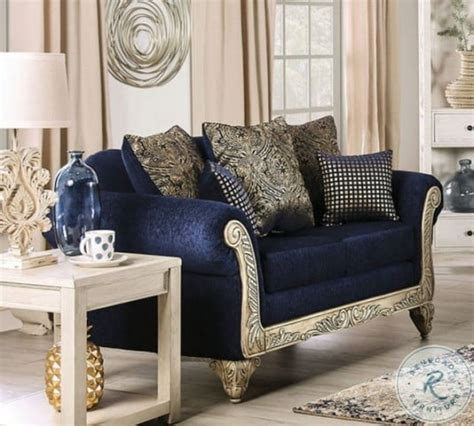 Marinella Royal Blue Living Room Set From Furniture Of America