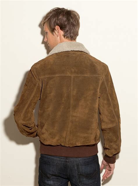 Suede Bomber Jacket With Sherpa Collar