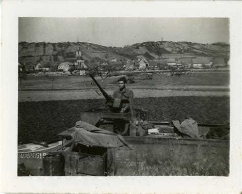 Serviceman Standing Behind A Machine Gun The Digital Collections Of