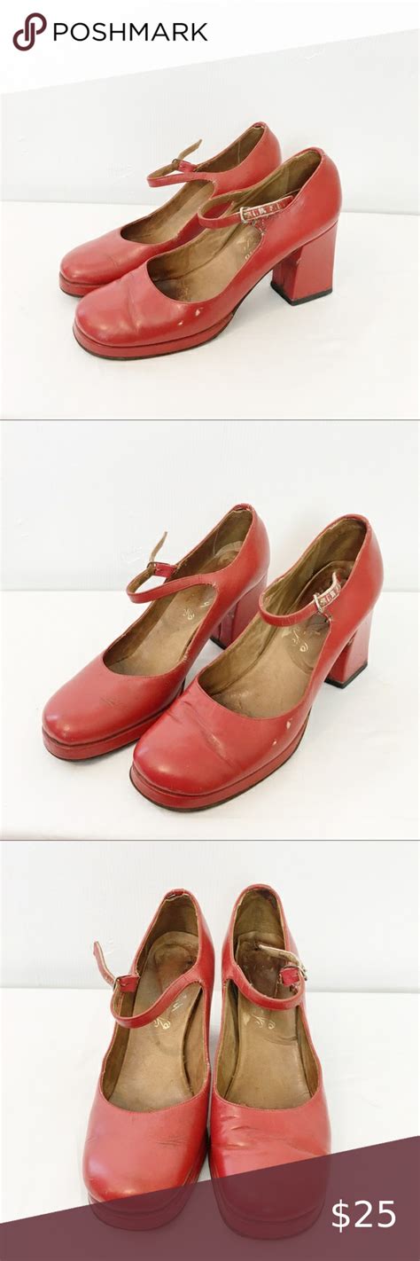 Vintage Red Leather Mary Janes Sz 65 Vintage Shoes Fashion Design