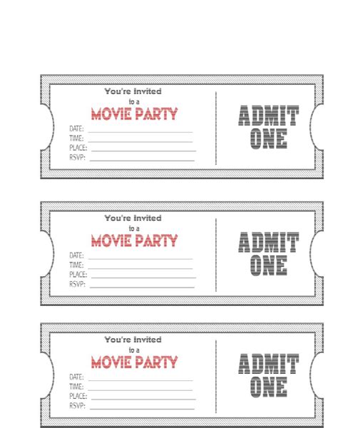 Movie Ticket Party Invitation Template Free Download