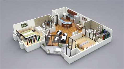 Small House Design Plans 7x7 With 2 Bedrooms House Plans 3d 04f