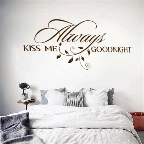 W236 Always Kiss Me Goodnight Loving Art Wall Decal Removable Vinyl Quotes Wall Stickers Mural
