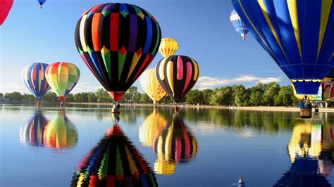 Hot Air Balloons Balloons Lake Reflection Wallpaper Coolwallpapersme