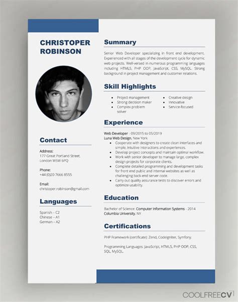 Cv Resume Templates Examples Docx Word Free Download