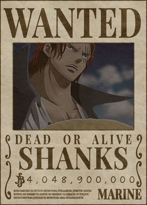 Shanks Wanted Poster Poster By Melvina Poole Displate In 2021