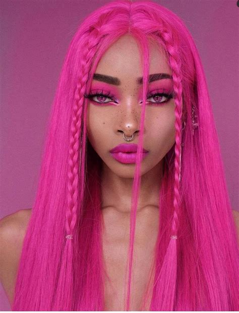 24 Hawt Pink Festive Festival Season Pink Straight Lacefront Etsy In 2023 Neon Hair Hair