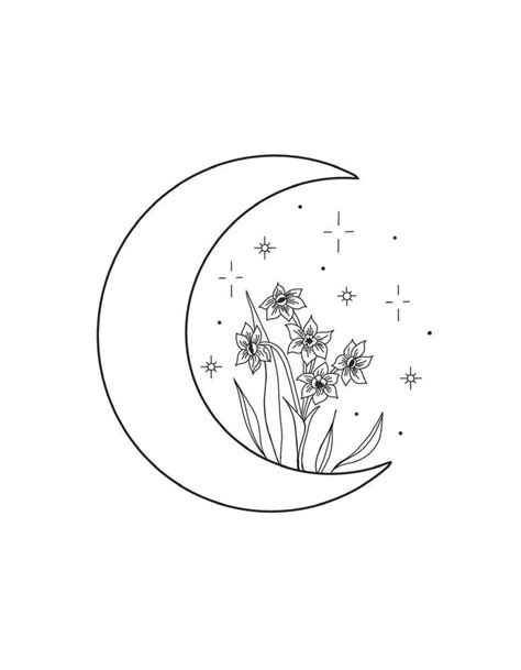 Select from 35654 printable crafts of cartoons, nature, animals, bible and many more. Floral Moon Illustration. PDF Digital Download. Embroidery ...