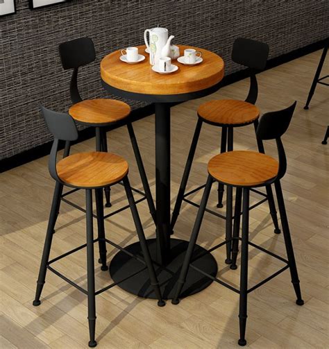 Buy Bk Simple Modern Table And Chair Solid Wood Round Bar Table