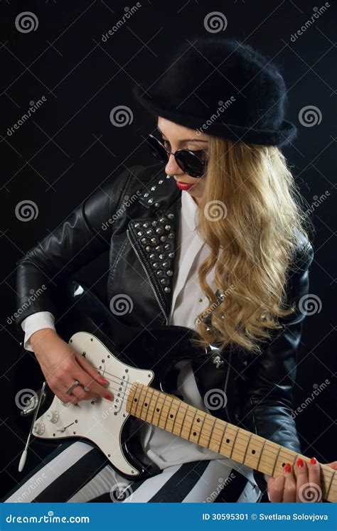 Rockabilly Girl Whith A Guitar Stock Image Image Of Beautiful