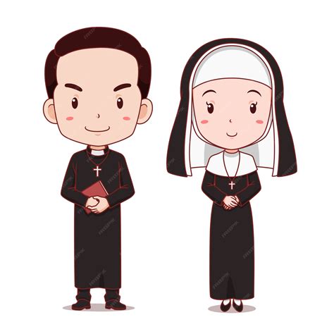 Premium Vector Cartoon Character Of Catholic Priest And Nun