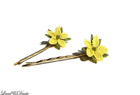 Hawaiian Sunshine Lace Flower Bobby Pin Yellow And Green Flickr