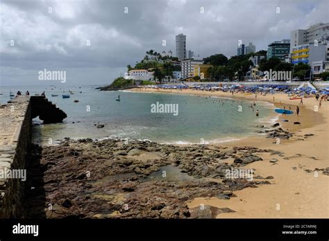 Salvador Bahia Brazil Porto Da Barra Beach Scenic View From Fort Of