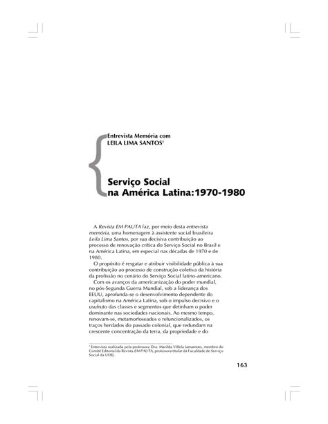 Pdf Servi O Social Na Am Rica Latina