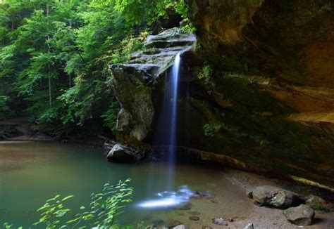Lower Waterfalls Side View Old Mans Cave Ohio Waterfalls Free Nature